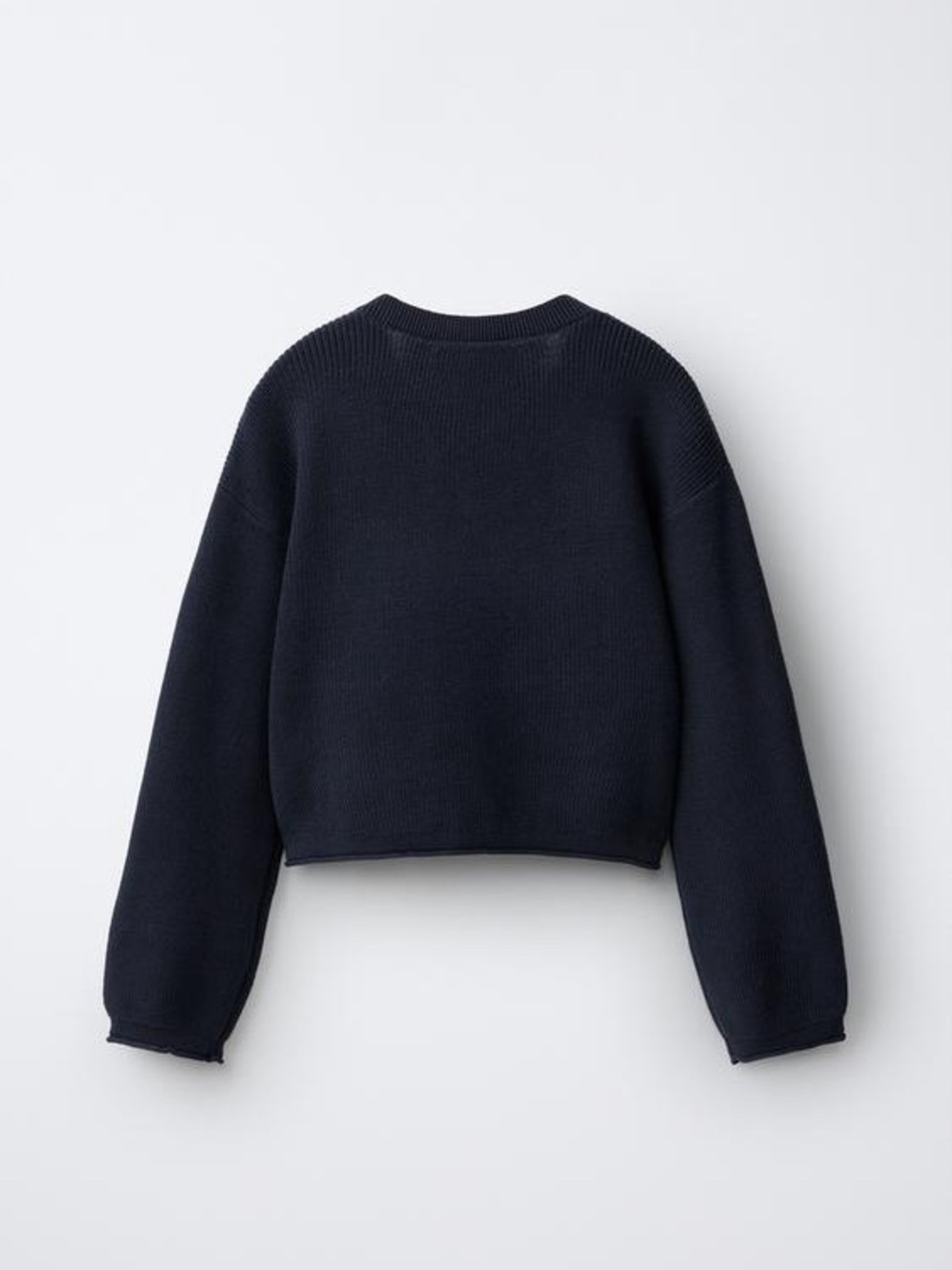 Zara - Navy Crewneck Long Sleeve Crop Soft Comfortable Sweater Size Small